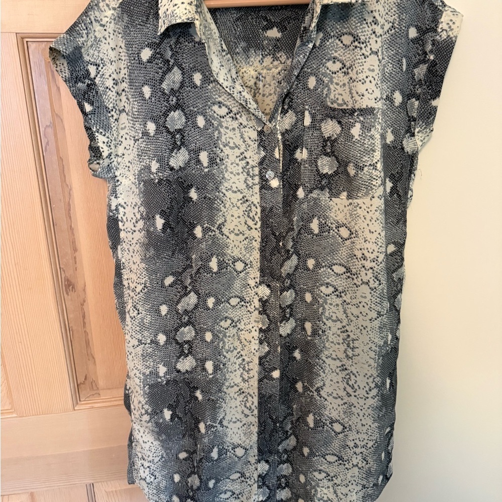 Kori Black and White Snake Print Button-Down Shirt